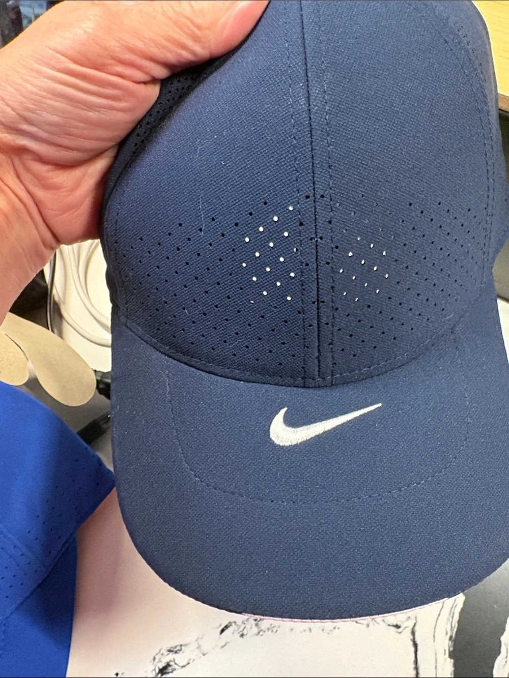 Nike Navy Blue Dri-FIT Performance Baseball Cap with White Swoosh